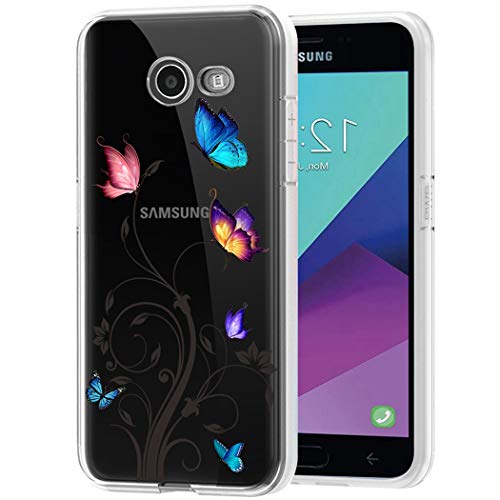 Bohefo Clear Case Compatible With Galaxy J3 Prime/J3 Emerge/Express Prime 2/Amp Prime 2/J3 Mission/J3 Eclipse/J3 Luna Pro Case, Tpu Protective Phone Case Cover For Samsung Galaxy J3 2017 (Butterfly) #TOP3