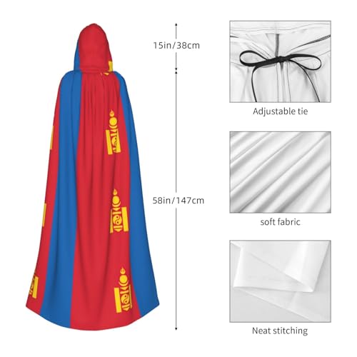 Cape drapeau mongol imprimée avec capuche profonde, costume de cosplay fluide et léger - 5