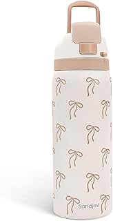 Bow Insulated Stainless Steel Water Bottle with Straw for Sports and Travel, 32oz, Gifts for Women Girls Friends Teens Birthday Christmas (Brown)