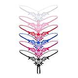 Wxllzlife Underwear for Women, Sexy Women Pearl G-String and Thongs Solid Low Waist Erotic Underwear 6-Pack