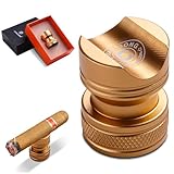 CLZOONG Cigar Stand Stainless Steel Cigar Holder Pack Cigarette Display Shelf Cigar Travel Holder Rest with Gift Box for Men (Gold)