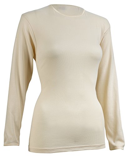 Rosette Women's 3/4 Sleeve Undershirt, Smooth and Seamless, 100% Cotton, Small, Ivory