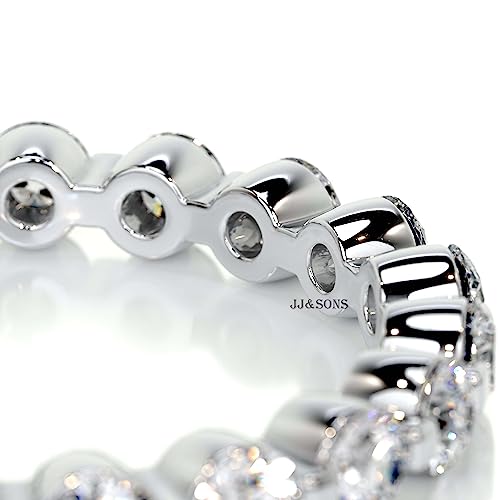 2.3MM Round Cut Genuine Moissanite Wedding Band, Full Eternity Band in 14K Solid Gold, VVS1 Clarity D Color Moissanite With Shared Prong Classic, Designer, Statement Band4