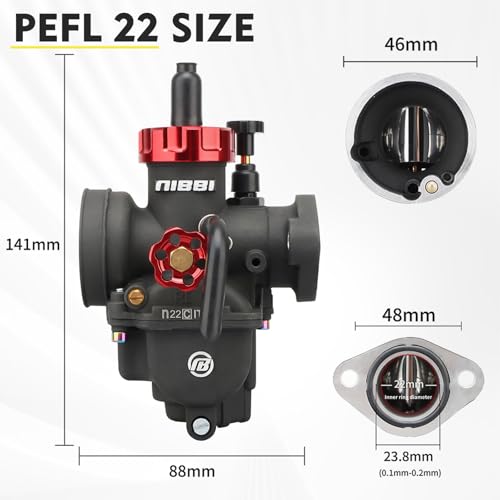 Image of NIBBI 22mm Carburetor Performance Kit, PE22FL Carb with Motorcycle CNC Air Filter Fit for Pit Bike Dirtbike Minibike ATV 125cc 140cc Tao Tao SSR Apollo Pradator 212