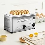 Stainless Steel Toaster 6 slice Commercial Toaster 6 Slot Bread Baking Machine 1.1in Wide Slot with 1-5 Minute Timing for Restaurant and Home Kitchen (1680W 110V, Style 2) - Image 5