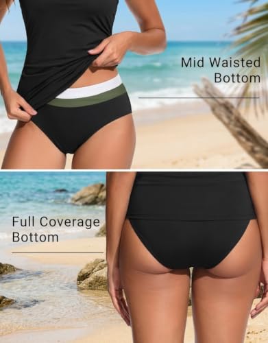 Image of Daci Womens Strapless Tankini Swimsuits- 2 Piece Tummy Control Tankini Swimsuit Bandeau Tankini Tops with Bottoms