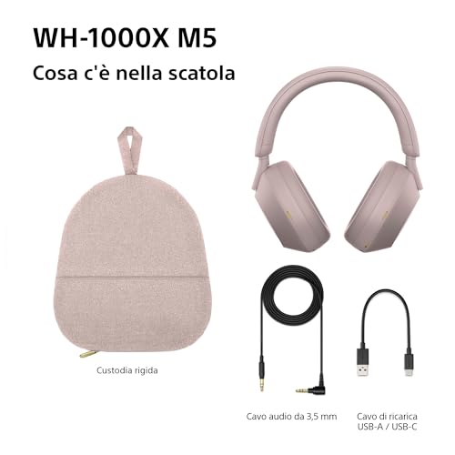 Sony WH-1000XM5 Cuffie Bluetooth, Smoky Pink - 11