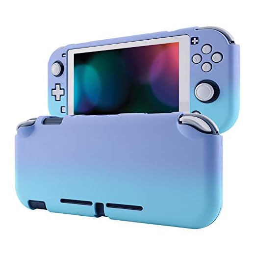 eXtremeRate PlayVital anpassat skyddande greppfodral för Nintendo Switch Lite, gradient violett blå hårt skydd för Nintendo Switch Lite - 1 x vit kant härdat glas skärmskydd ingår