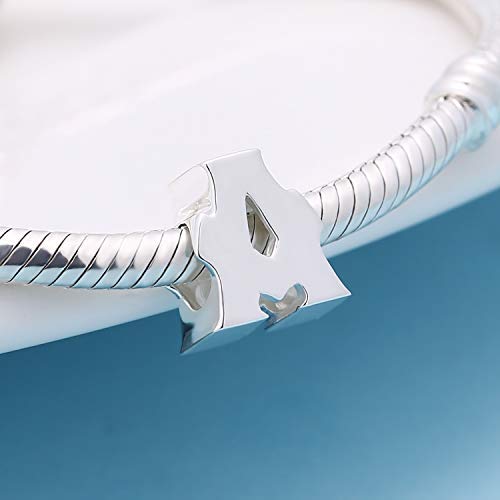 Fits Pandora Bracelet Alphabet Charms Authentic 925 Sterling Silver Letter Initial A-Z Alphabet Beads For Christmas (A) #TOP1