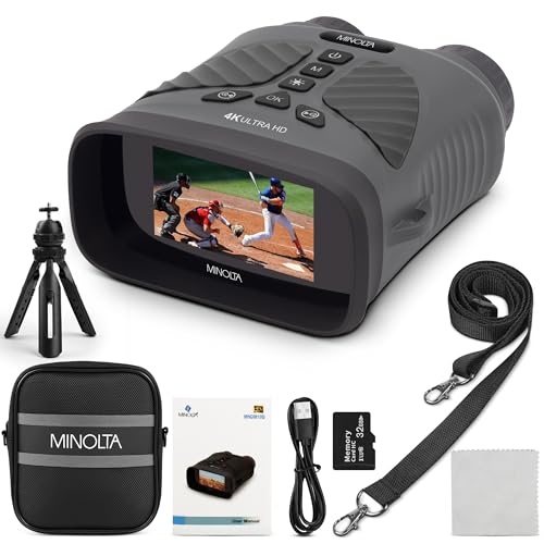 Minolta MNDM10B 4K Video 10x25 Digital Night Vision Monocular Kit (Gunmetal