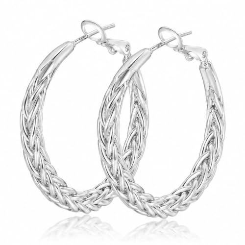 OwMell Large Hoop Earrings for Women 925 Sterling...