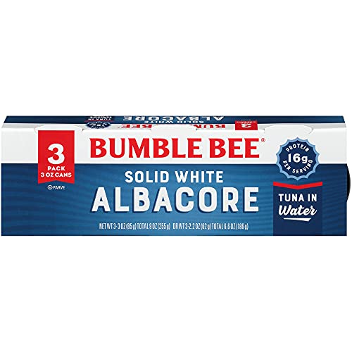 Bumble Bee Solid White Albacore Tuna In Water, 3 Oz Cans (Pack Of 3) - Wild Caught Tuna - 16G Protein Per Serving - Non-Gmo Project Verified, Gluten Free, Kosher - Great For Tuna Salad #TOP9
