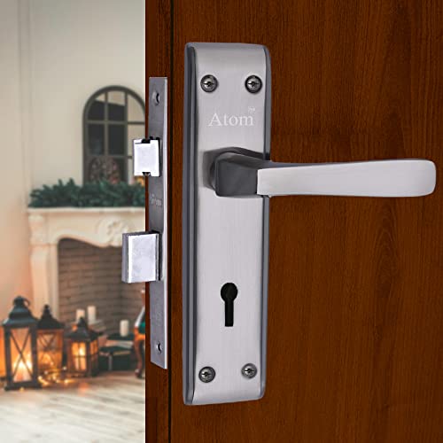 Image of Atom Heavy Duty Mortise Door Lock for Bedroom, Living Room, Main Door, Black Silver Finish | 3 Keys | 6 Lever Double Stage Lockset for House Hotel Office(1002KY)