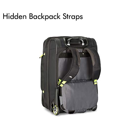 High Sierra AT8 Wheeled Upright Duffel Bag, Black/Zest, 22-Inch