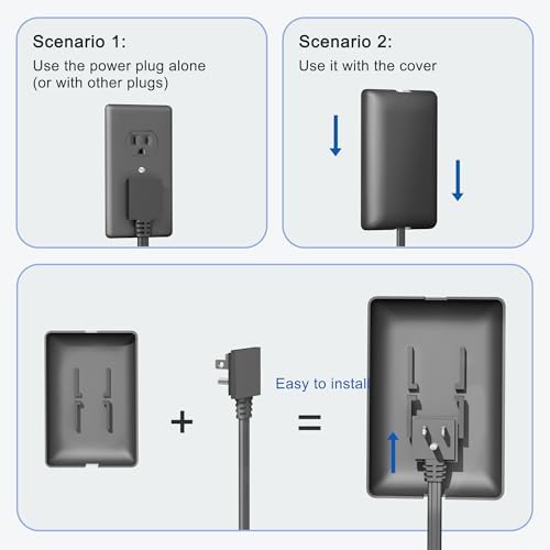 CABOCASA 3FT Ultra Flat Plug Extension Cord Power Strip with 3 Outlets, Patented Detachable Ultra-Thin Outlet Cover Concealer & Ultra-Flat Plug, Max. 13A 125V 1625W ETL Listed, Black Color - 1