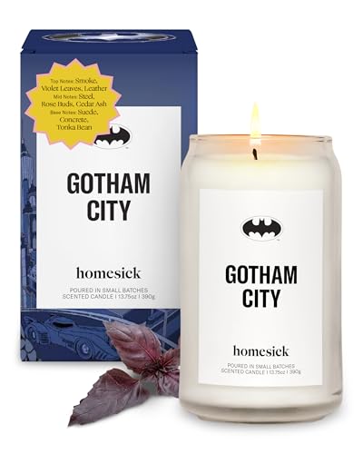 Homesick-Scented-Candles-for-Home-Gotham-City-1375-oz-Long-Lasting-Soy-Wax-Jar-Candle-for-Women-Men-for-All-Occasions-60-80-Hours-Burn-Time-Notes-of-Smoke-Leather-Rose-Buds-Tonka-Bean Homesick Scented Candles for Home Gotham City 1375 oz Long Lasting Soy Wax Jar Candle for Women Men for All Occasions 60 80 Hours Burn Time Notes of Smoke Leather Rose Buds Tonka Bean