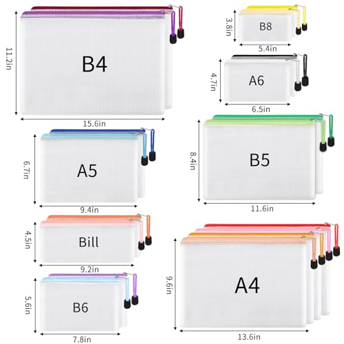 Image of EOOUT 56pcs Mesh Zipper Pouch, Waterproof Zipper Bags, 8 Sizes Plastic Travel Pouch, 18 Colors, Multipurpose for Travel Storage, Office Appliances