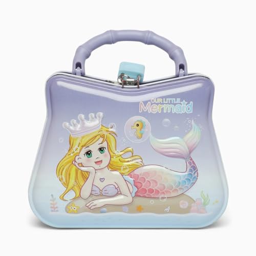 Image of Sajani Cute Cartoon Creative Portable Piggy Bank, Money Saving Box with Combination Lock, Mini Coin Bank Gifts for Boys and Girls, Best Return Gifts for Kids (Pack of 1) (Mermaid - Purple)