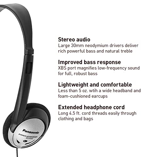 Panasonic RP-HT21 Lightweight Headphones with XBS, 16Hz-22kHz Frequency, 16 Ohm Impedance, Wired Connectivity by Panasonic - Image 2