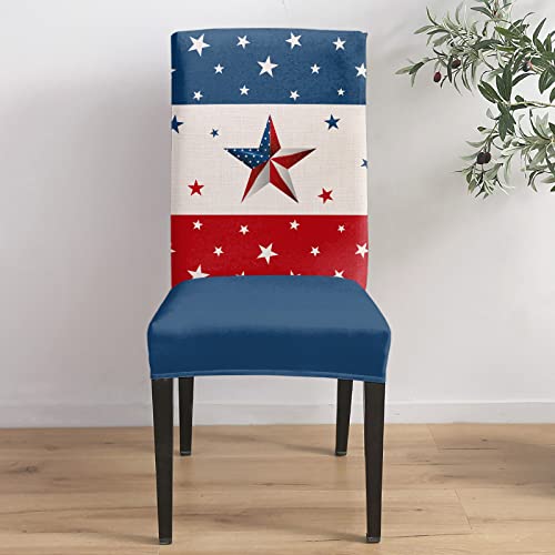 American Flag Dining Room Chair Covers Set Of 4 Independence Day 4Th Of July Patriot Star Chair Seats Protector Slipcovers Stretch Removable Stripe Chair Covers For Kitchen/Ceremony/Banquet/Hotel #TOP16