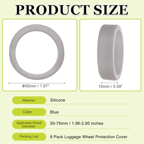 Image of 8Pack Luggage Wheel Protection Cover, Wear Resistant Anti Noise Silicone Protector Cover for 1.96-2.95 inch Spinner Wheel for Suitcases Chair Caster Travel, Gray