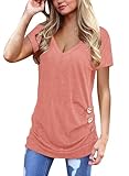 Jescakoo Summer Tshirts Women Short Sleeve Tunic Tops to Wear with Leggings Loose Fit Pink M