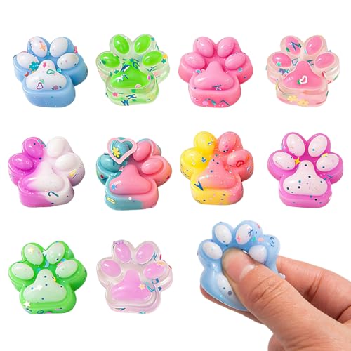 CEJAS 10 Stück Mini Squishy-Set mit Katzenpfoten-Design -3cm Weiche Quetschspielzeuge - Sensorisches Anti-Stress-Spielzeug für Kinder und Erwachsene(Farbe Zufällig)