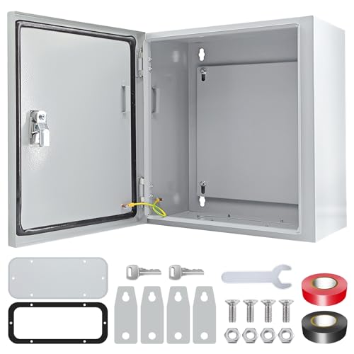 Electrical Box 12 x 12 x 8'' Steel Electrical Junction Box,NEMA 4X Steel Enclosure Box,Indoor&Outdoor Electrical Box Waterproof & Dustproof,Wall Mounted Universal,with Lock & Mounting Plate