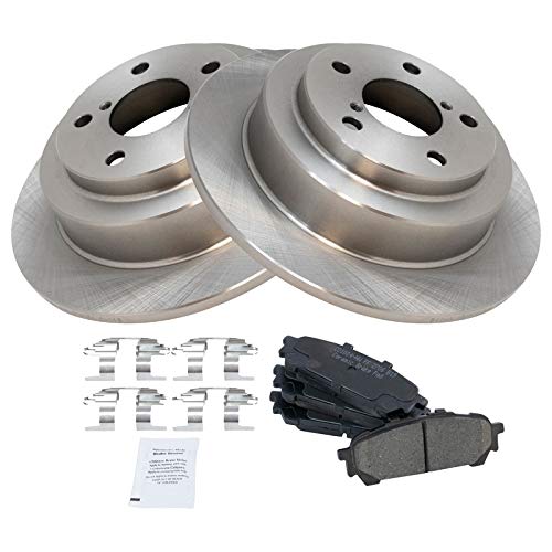 Image of TRQ Rear Ceramic Brake Pad and Rotor Set | For 05-06 Saab 9-2X 04-08 Subaru Forester 05-07 Impreza Outback Sport H4 2.5L 06-07 2.5i 04-05 WRX 2.0L