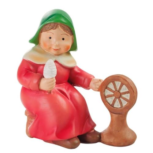 Acan Tradineur - Figura de Hilandera para Belén - Estilo Naïf - Fabricado en Marmolina - Adorno Divertido para Nacimiento, Navidad, decoración Tradicional - 10 cm