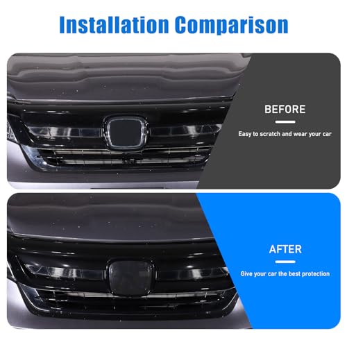 Image of Smoked Front Grille Rear Tailgate Emblem Cover for Honda Pilot 2019-2022 / Passport 2019-2024 / Ridgeline 2019-2024, Front Rear Logo Overlay Protector Accessories ABS Material 2PCS