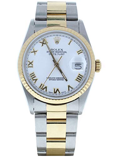 Rolex Men's Datejust Model 16233 Steel & 18k Gold Oyster Band White Roman Dial (Certified Preowned)