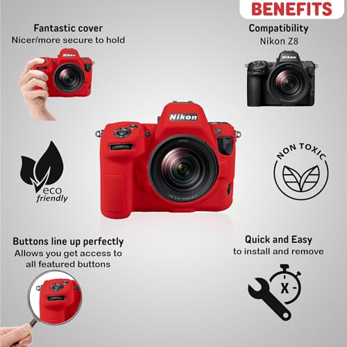 Funda para cámara Nikon Z8, silicona protectora roja miniatura 3