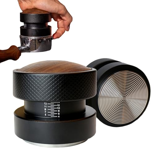 Image of 51mm Espresso Tamper, Auto-leveling Spring-loaded Palm Tamper, Stainless Steel Ripple Base with Non-Slip Grip