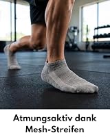 Sneaker Socken Herren 43-46 Grau Baumwolle 10 Paar Atmungsaktiv mit Mesh-Streifen – Ansicht 5