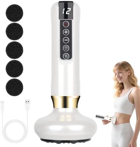 Massaggiatore Anti Cellulite, Anti-Cellulite Vacuum Massaggiatore, Aspirazione Elettrica Intelligente Coppettazione per addome, cosce e glutei, Bianco