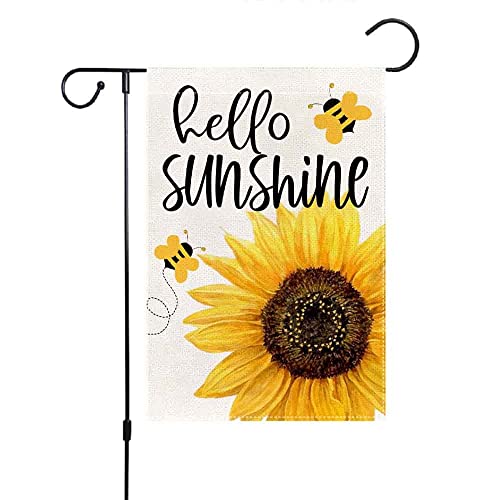 Joralion F0019-001 Hello Sunshine Garden Flag, Sunflower 12X18 Inch Double Sided Vertical Welcome Flags, Farmhouse Yard Outdoor Thanksgiving Decorations cover