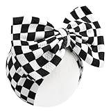 FrostyFlair Karierte Schleife für Baby-Mädchen, 17cm Racing Bows Plaid Stirnband Kinder, Baby-Erstattung für Neugeborene, Stirnband für Baby-Mädchen