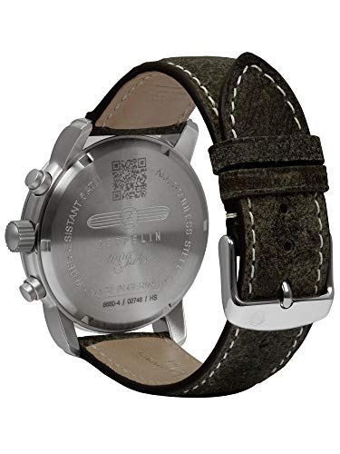 Zeppelin Leather Men Watch 100 Years Chronograph Alarm Light Sheet 8680, Green, Einheitsgröße, Strap. - Image 4