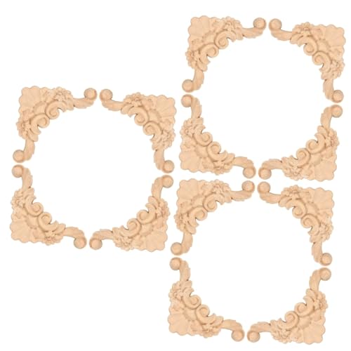 Apliques de madera tallada PRETYZOOM de 12 piezas para decoración vintage de esquinas