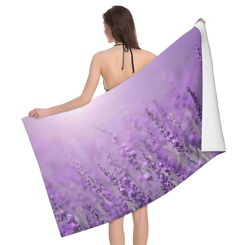 Serviette de bain microfibre lavande : drap de douche ultra absorbant violet - 2