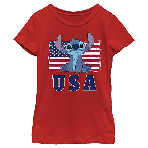 Disney Lilo Merica Stitch Girl's Solid Crew Tee