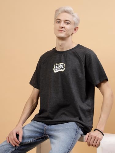 Image of Rigo Back Printed Half Sleeves Round Neck Oversized T-Shirt for Men | Drop Shoulder T-Shirt for Men | Loose Baggy Fit T-Shirt for Men