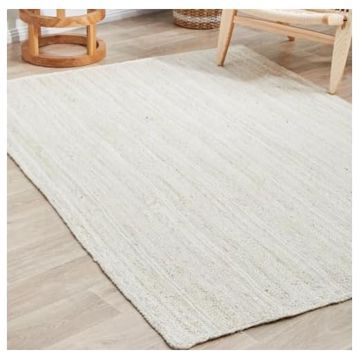 The Knitted Co. Handwoven Jute Braided Area Rug, 8'x10' Natural Yarn- Rustic Vintage Braided Reversible Rectangular Eco Friendly Rugs for Bedroom, Kitchen, Living Room, Farmhouse (Off-White- 8'x10')