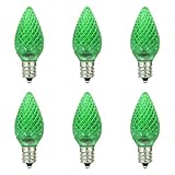 Sunlite 80701-SU C7/3LED/0.4W/C/G/6PK LED Candelabra Based C7 Lamp, Green, 6-Pack
