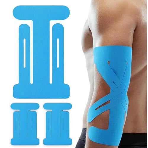 XFSRG 12 Stück Kinesiotapes Ellenbogen Vorgeschnittene Wasserdichtes Elastisches Stabilisierung Kinesiologie Bandage für Sport Dauerhafte Unterstützung(Blau)