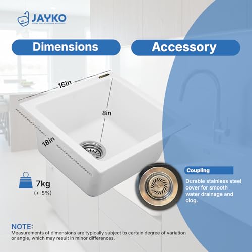 Image of JAYKO Quartz Acrylic Kitchen Sink for Modular Kitchen | Granite Finish, Scratch & Heat Resistant | Easy to Clean & Stylish Sink for Home (WI, 16x18in)