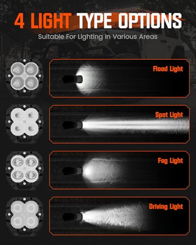 Image of NOVSIGHT LED Pods Lights Spot Light - 3 Inch Offroad Light 80W Ultra Bright Waterproof LED Pods with Covers, Off Road Spot Lights Work Light for Truck Wrangler Jeep Pickup Ram SUV ATV Boat