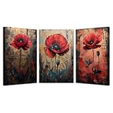 AMXBZC Cuadros Graffiti Urbano, Tres florecitas Láminas Decorativas Arte Callejero Banksy - Imágenes Póster Moderno Decoración Hogar - 20x30cmx3 Enmarcado