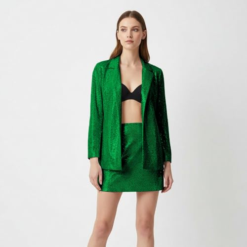 Cardigan long manches longues jupe sequins ensemble décontracté